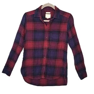 American Eagle Ahh-Mazingly Soft Boyfriend Fit Plaid Button Down Size XS